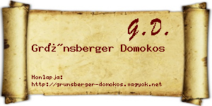 Grünsberger Domokos névjegykártya